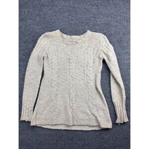 Prana Pullover Sweater Women's XS Cream Chunky Cable Knit Long Sleeve